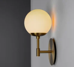 Applique*Schwung Applique murale, Sunset, e, L15cm, H31cm - laiton, verre opal