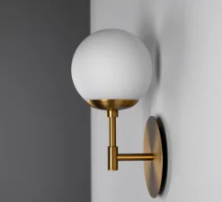 Applique*Schwung Applique murale, Sunset, e, L15cm, H31cm - laiton, verre opal