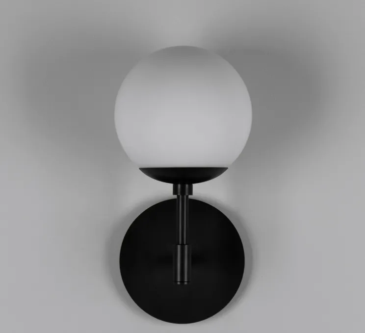 Applique murale, Sunset, noir, verre opale, L15cm, H31cm - Schwung