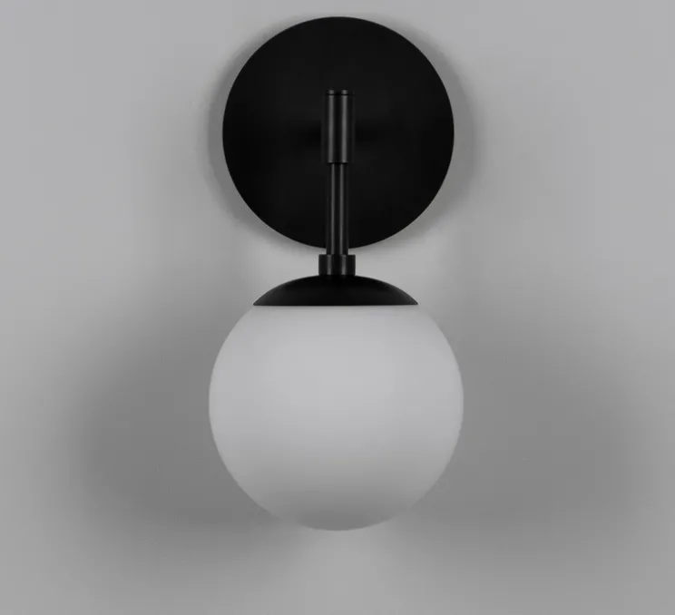 Applique murale, Sunset, noir, verre opale, L15cm, H31cm - Schwung