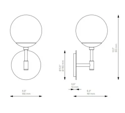 Applique murale, Sunset, noir, verre opale, L15cm, H31cm - Schwung
