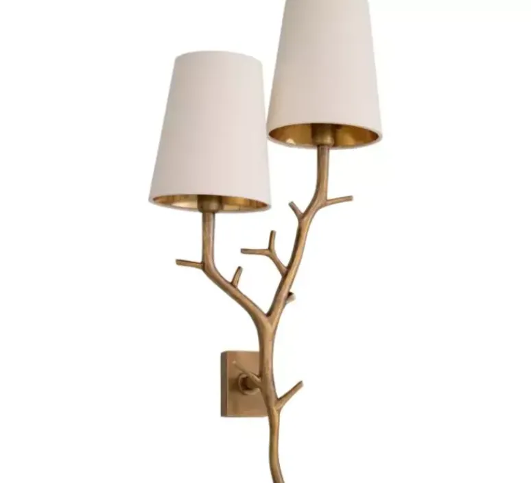 Applique*Eichholtz Applique murale, Syracuse, abat-jour blanc, , L28cm, H60cm - laiton antique