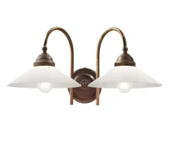 Applique*Il Fanale Applique murale, Tabia, laiton antique et verre opalin, L41cm, H19,5cm - laiton antique, verre opalin