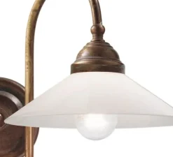 Applique*Il Fanale Applique murale, Tabia, laiton antique et verre opalin, L41cm, H19,5cm - laiton antique, verre opalin