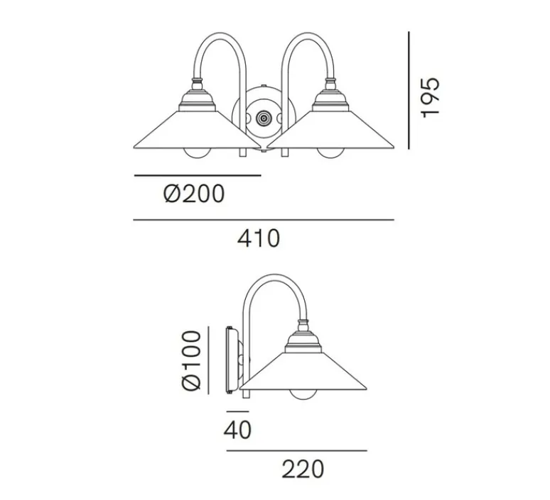 Applique*Il Fanale Applique murale, Tabia, laiton antique et verre opalin, L41cm, H19,5cm - laiton antique, verre opalin