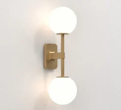 Applique*Astro Applique murale, Tacoma Twin, , IP44, L13,5cm, H46,4cm - laiton, verre opalin