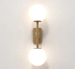 Applique murale, Tacoma Twin, laiton, verre opalin, IP44, L13,5cm, H46,4cm - Astro