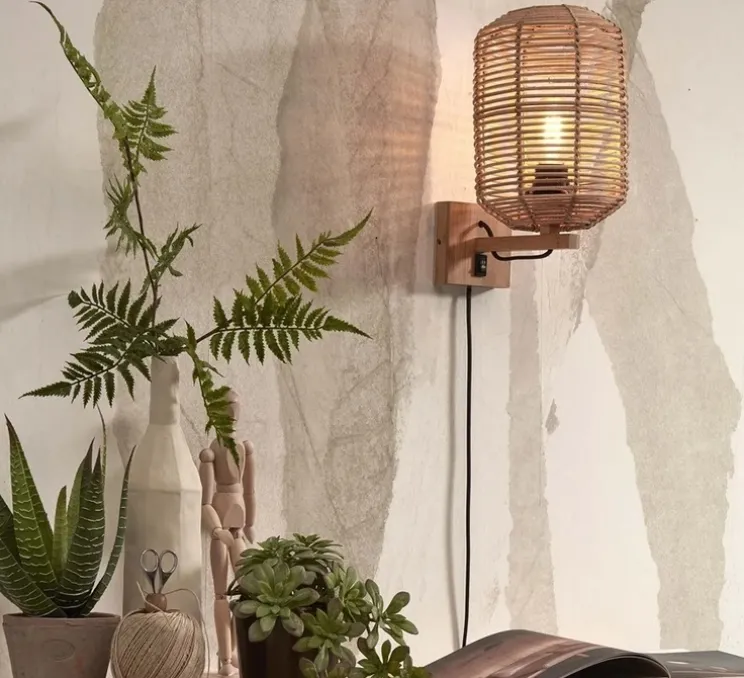 Applique murale, Tanami Tube S, naturel, Ø18cm, H25cm - Good&Mojo