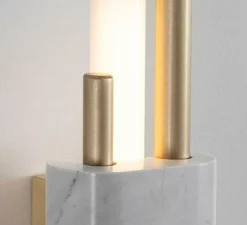 Applique*Bert frank Applique murale, TANTO LARGE, laiton, LED, White, 2700K, L8,6cm, H65cm - laiton, marbre blanc