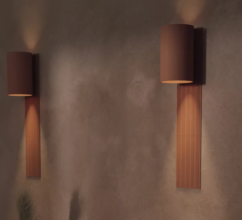 Applique*Pott Applique murale, Terra WT, , IP44, LED, dim, 2700K, 800 lm, Ø13cm, H21cm - rouge/lignes