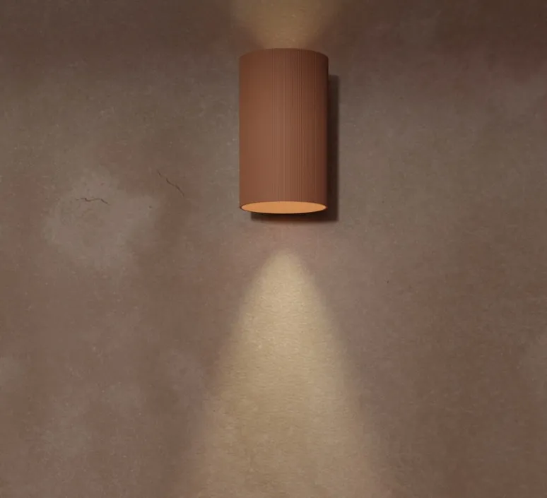 Applique*Pott Applique murale, Terra WT, , IP44, LED, dim, 2700K, 800 lm, Ø13cm, H21cm - rouge/lignes