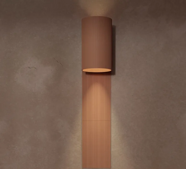 Applique*Pott Applique murale, Terra WT, , IP44, LED, dim, 2700K, 800 lm, Ø13cm, H21cm - rouge/lignes