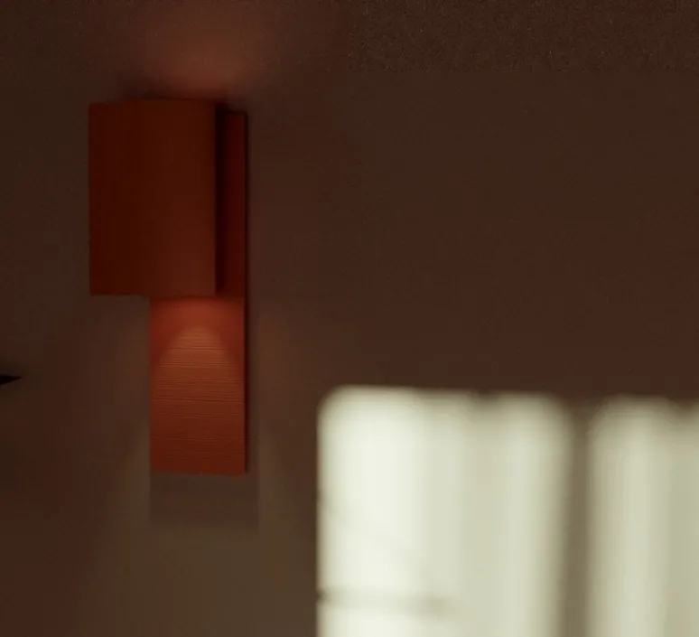 Applique*Pott Applique murale, Terra WT, , IP44, LED, dim, 2700K, 800 lm, Ø13cm, H21cm - rouge/lignes