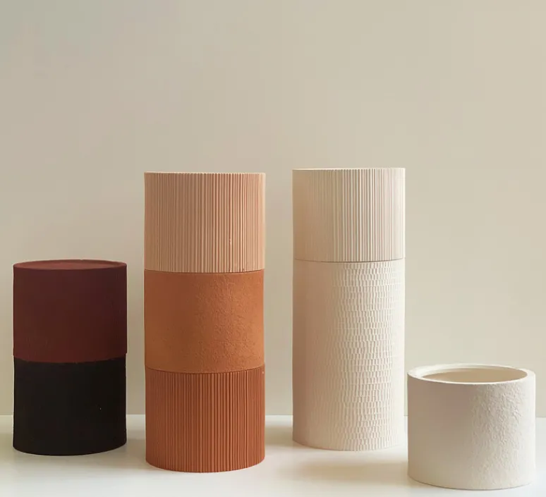 Applique*Pott Applique murale, Terra WT, , IP44, LED, dim, 2700K, 800 lm, Ø13cm, H21cm - rouge/lignes