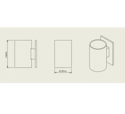 Applique*Pott Applique murale, Terra WT, , IP44, LED, dim, 2700K, 800 lm, Ø13cm, H21cm - rouge/lignes