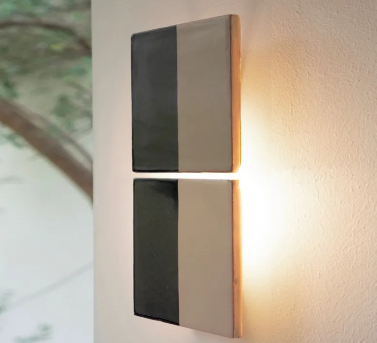 Applique*Violaine D'Harcourt Applique murale, Tiles Line G, , L14cm, H29cm - gris, blanc