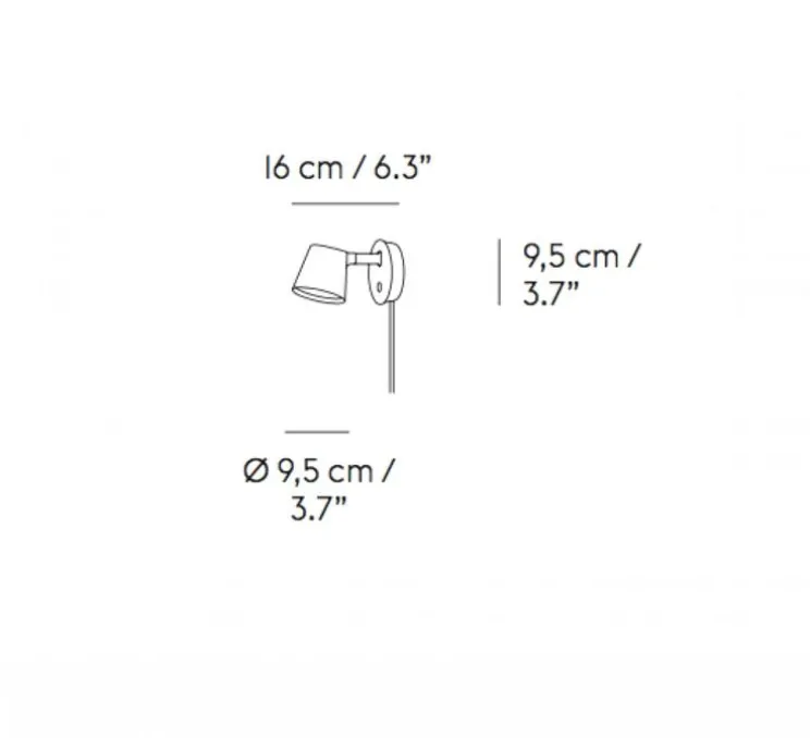 Applique murale, Tip, brun cuivré, LED, dim, 2700K, 220lm, L9,5cm, H9,5cm - Muuto