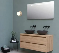 Applique*Nedgis Applique murale, Tivoli, travertin & opalin, IP44, Ø16,5cm, P14,8cm - travertin et blanc