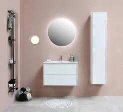 Applique*Nedgis Applique murale, Tivoli, travertin & opalin, IP44, Ø16,5cm, P14,8cm - travertin et blanc