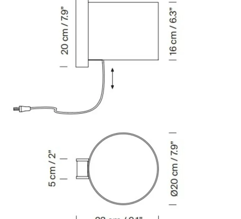 Applique*Santa & Cole Applique murale, TMM Corto avec câble, , L20cm, H3cm - hêtre, abat-jour beige