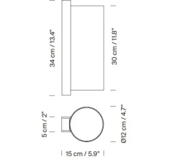 Applique*Santa & Cole Applique murale, TMM Metalico, , LED, 2700K, 470 lm, L12cm, H34cm - blanc, nickel satiné