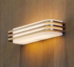 Applique*Entrelacs Applique murale, Toast 370, veines blanches, 2200k, 270lm, L37cm, H7cm - bronze patiné, albâtre