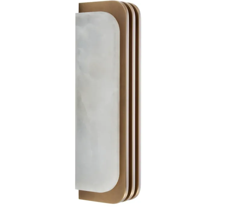 Applique*Entrelacs Applique murale, Toast 370, veines blanches, 2200k, 270lm, L37cm, H7cm - bronze patiné, albâtre