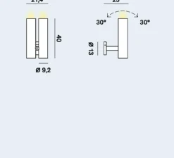 Applique murale, Tobu, bronze, LED, dim, 2700K, 7100 lm, L21,3cm, H40cm - Rotaliana