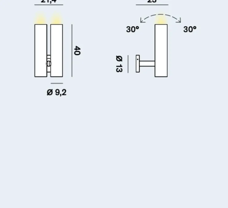 Applique murale, Tobu, noir, LED, dim, 2700K, 7100 lm, L21,3cm, H40cm - Rotaliana