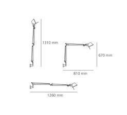 Applique murale, Tolomeo, noir, H131cm, L126cm - Artemide