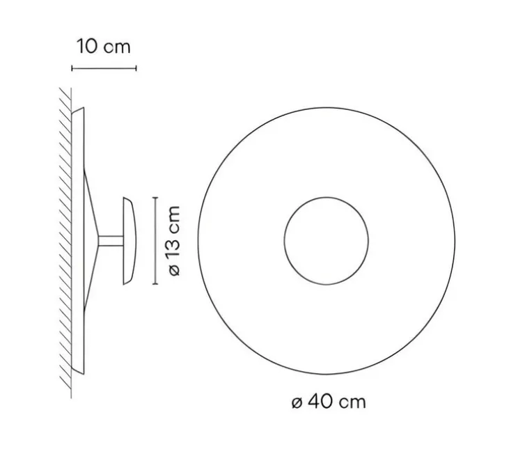 Applique murale, Top 1155, blanc, LED, dim, 3500K, 2013lm, Ø40cm, P10cm - Vibia