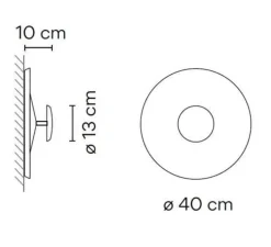 Applique murale, Top 1155, vert, LED, dim, PUSH 1-10v, 2700K, 2050lm, Ø40cm, P10cm - Vibia