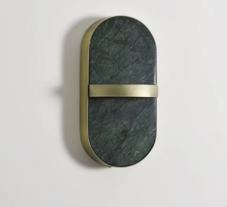 Applique*Eno Studio Applique murale, Torin, , LED, dim, 3000K, 300 lm, L18cm, H35cm - marbre vert, laiton