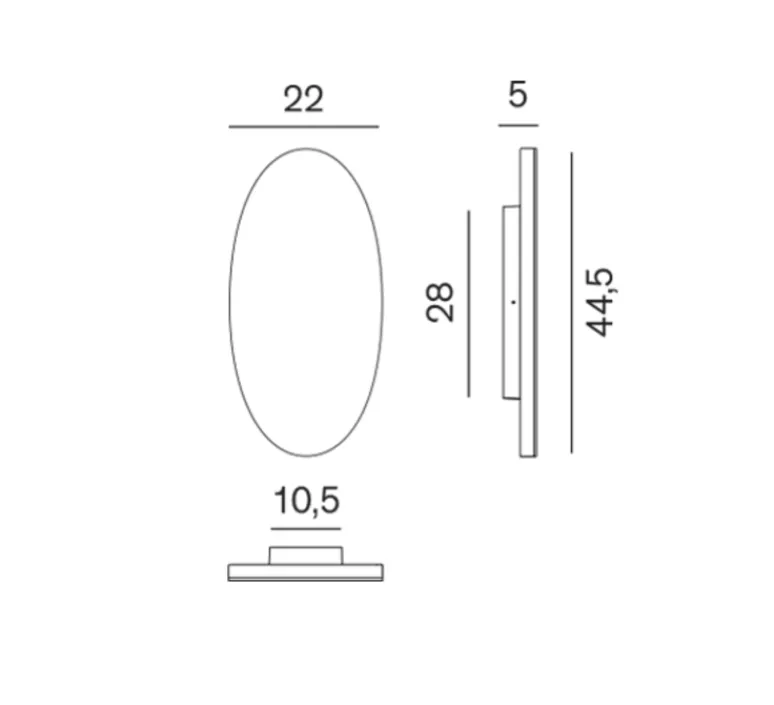 Applique*Rotaliana Applique murale, Totem & Tabù W1, , LED, 2700K, 2600 lm, L22cm, H44,5cm - Miroir
