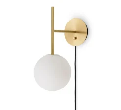 Applique*Audo Copenhagen Applique murale, TR Bulb suspended, , L20cm, H45,5cm - laiton brossé, globe mat