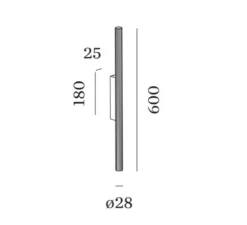 Applique*Wever&Ducré Applique murale, Trace Slim 1.0, , LED, 2700K, 790lm, Ø2,8cm, H60cm - champagne et noir