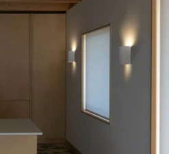 Applique murale, Trama 1L, plâtre blanc, Ø12cm, H18cm - Faro