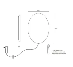 Applique murale, Tramonto 06, miroir, LED, dim, K, 2500 lm, L21cm, H29,7cm - Valerie_Objects
