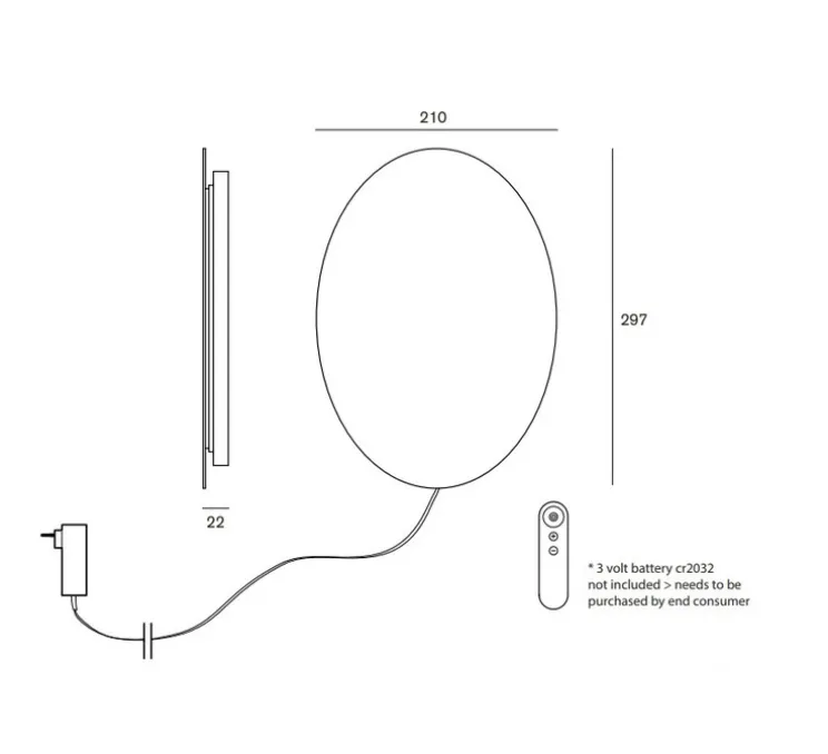 Applique murale, Tramonto 06, miroir, LED, dim, K, 2500 lm, L21cm, H29,7cm - Valerie_Objects