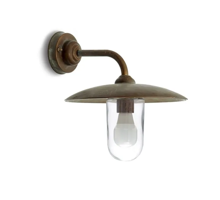 Applique murale, Trasimeno 1345, cuivre laiton vieilli, IP44, Ø30cm, H34cm - Moretti Luce