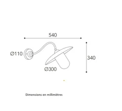 Applique murale, Trasimeno 1341, Laiton vieilli, IP44, Ø30cm, L54cm, H34cm - Moretti Luce