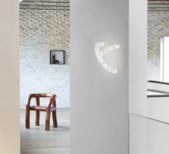 Applique murale, Tratti 566.41, nylon naturel, nickel opaque, IP40, LED, dim, 2700K, 950 lm, L48,4cm, H28cm - Tooy