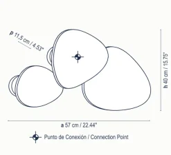 Applique murale, Tria Set 3, Chêne naturel et blanc, LED, 2700K, 4320lm, L57cm, H47cm - Bover