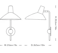 Applique murale, Tripod HM12, noir mat, L21,6cm, H35,2cm - Andtradition