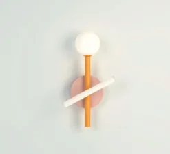 Applique*Atelier Areti Applique murale, Tube and Globe Concept D, , Ø9cm, H34cm - orange et rose