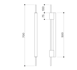 Applique murale, Tubus 50, laiton poli, PLA fibre carbone, LED, dim, 2700K, 470lm, Ø3,2cm, H50cm - Contain