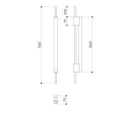 Applique*Contain Applique murale, Tubus 70, laiton poli, PLA fibre carbone, LED, dim, 2700K, 470lm, Ø3,2cm, H70cm - laiton poli, charbon