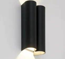 Applique murale, Twerkit Double, dimmable, noir, LED, 2700 K, 2x550 lm, Ø11cm, H22cm - Dark