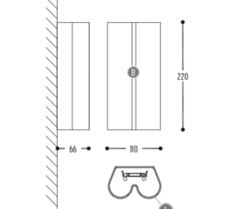 Applique murale, Twerkit Double, dimmable, noir, LED, 2700 K, 2x550 lm, Ø11cm, H22cm - Dark