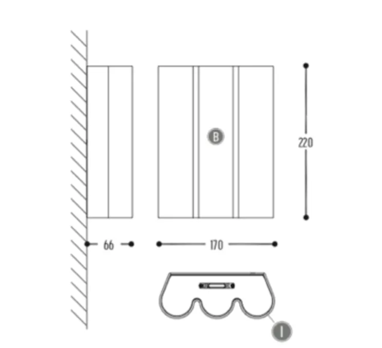 Applique murale, Twerkit Triple, laiton, LED, 2700 K, 2x550 lm, Ø17cm, H22cm - Dark